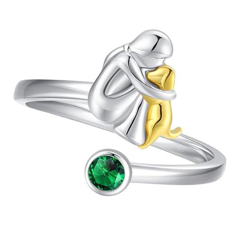 GKYQVE Comfort Fit Heart Ringe Mit Mädchen Und Hundendesigns Elektroplattiertes Finish Sorgen Für Zeit. Verwenden Sie Verstellbare Offene Herzringe von GKYQVE