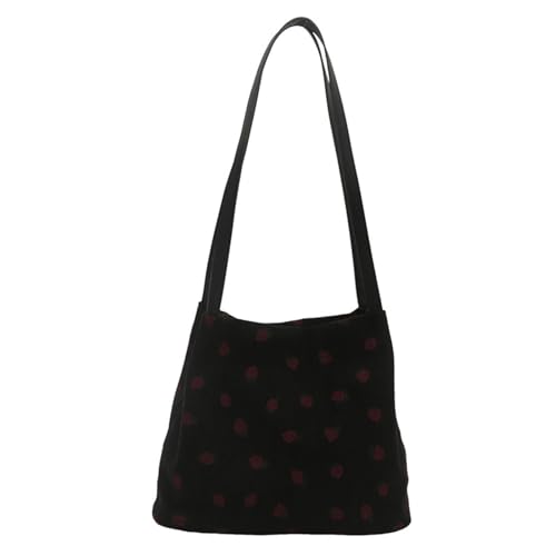 GKYQVE Cord Umhängetasche Mit Erdbeerabdruck Lässig Achselhalterbeutel Handtasche Für Frauen Tägliche Mode Cord Handtasche von GKYQVE