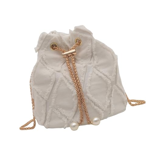 GKYQVE Denims Draw Knorder Eimer Tasche Für Frauen Geräumige Quasten Jeans Kleine Schulterkreuzkörper Geldbeutel Mit Verstellbarem Riemen Lässig Jeans von GKYQVE