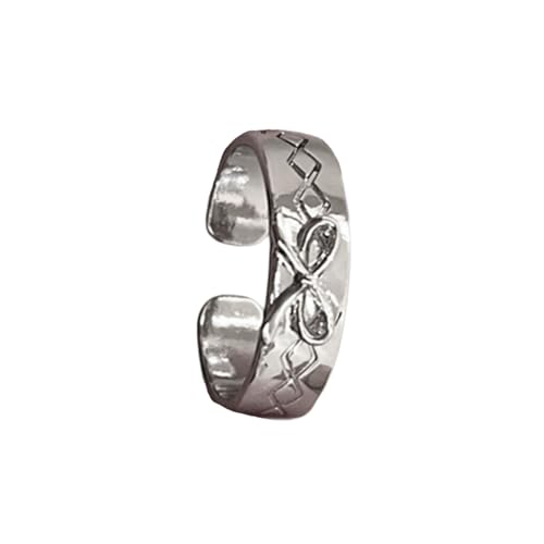GKYQVE Einzigartige Tropföl Offene Ringe Für Frauen Und Mädchen Silber Farbe Herzkörper Muster Bögen Finger Ringe Mode Schmuck Freizeitparty Accessoire von GKYQVE