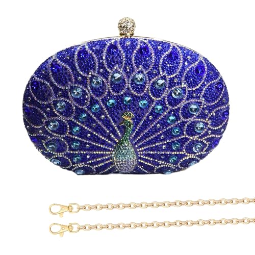GKYQVE Elegante Abendbetrieb Mit Pfauen Strasssteinen Designs Handtasche Schulterbeteiligung Für Hochzeitsfeier Cocktail Abschlussball Anlass Frauen Abendtasche von GKYQVE