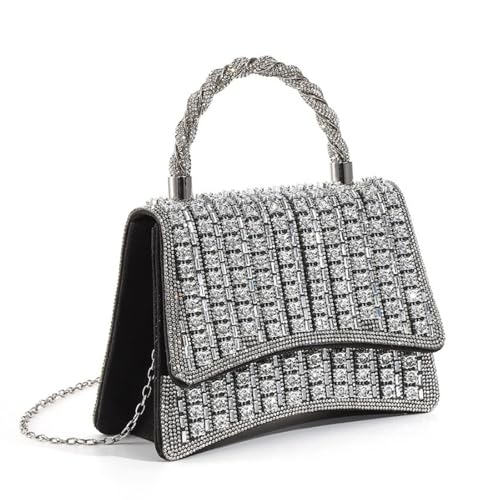 GKYQVE Elegante Abendtasche Mit Schimmernden Strasssteinen Für Hochzeitsfeiern Frauen Clutches Handtasche Geldbörse Mit Metallkettengurt Hochzeit Handtasche von GKYQVE