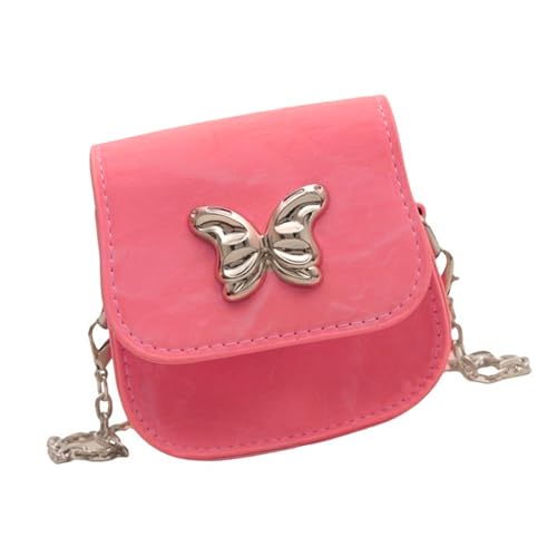 GKYQVE Elegante Kleine Geldbörse Für Frauen PU Leder Crossbody Tasche Mit Ketten Schmetterling Detail Modische Teen Schulter Trendy Silber von GKYQVE