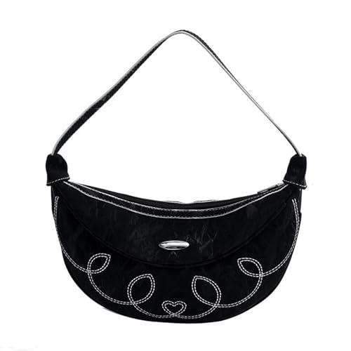 GKYQVE Elegante Mondform Reißverschluss Umhängetasche Für Frauen Modische PU Leder Nähe Herz Achselhaut Achselbett Handtasche Mode PU Leder Schulter von GKYQVE