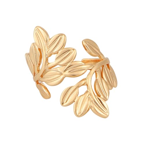 GKYQVE Elegante Verstellbare Blattringe Edelstahl Goldschmuck Robuste Glänzende Ringe Für Empfindliche Haut Täglich Verwenden Trendy Minimalistische von GKYQVE