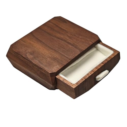 GKYQVE Elegante Walnussholz Holzringe Box Für Engagement Handgefertigte Velvets Gefütterte Schmuckkoffer Aufbewahrungsbehälter Für Eheringe Velvets Innenbox von GKYQVE