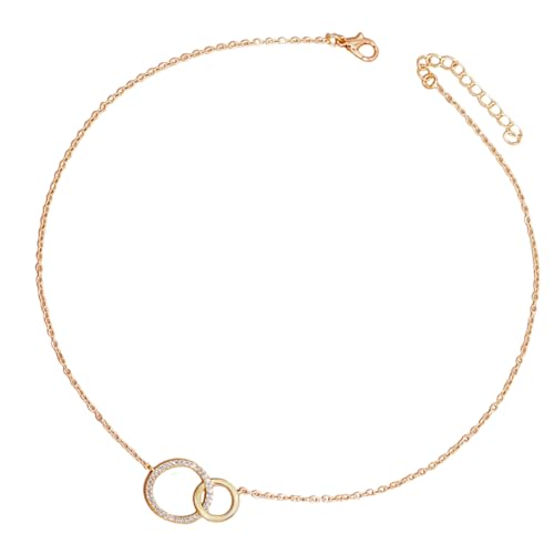 GKYQVE Elegantes Robuste Messingmaterial Halskette Accessoire Für Frauen Stilvolle Dünne Kette Doppel Hoop Anhänger Modische Damen Everyday Wear Halskette von GKYQVE