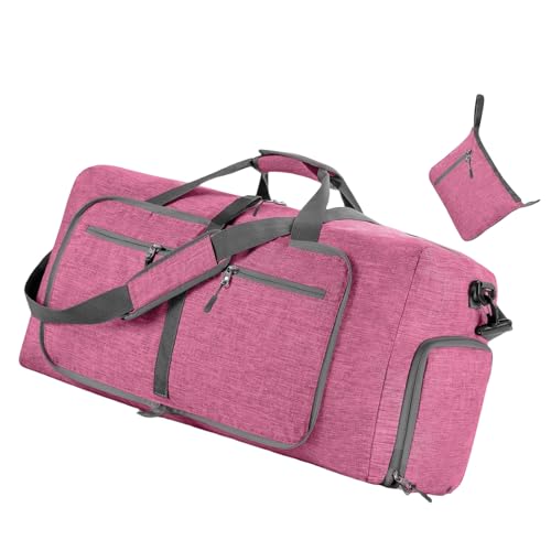 GKYQVE Faltbare Reisetasche Für Frauen Große Kapazität Praktische Nylon Reise Sporttasche Mit Schultergurt Falten Handtasche Mehrzweck Reisehandtasche von GKYQVE