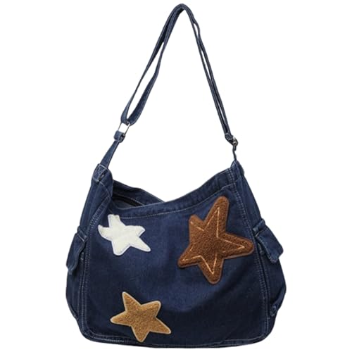 GKYQVE Frauen Denims Bag Ästhetic Crossbody Star Schulterschule Große Kapazitätsboten Frauen Denims Crossbody Große Kapazität Schulter Schöner Star Messenger von GKYQVE