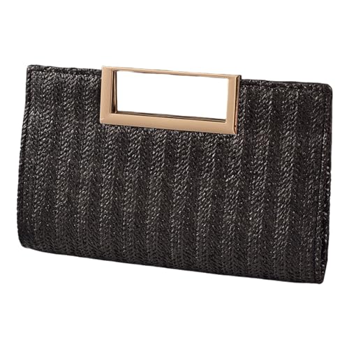 GKYQVE Frauen Hochzeitstasche Einfache Strohhalm Handtasche Alleinfängende Schulter Elegante Abendkette Crossbody Frauen Elegante Handtasche Einfaches Bankett Abendkette Crossbody von GKYQVE