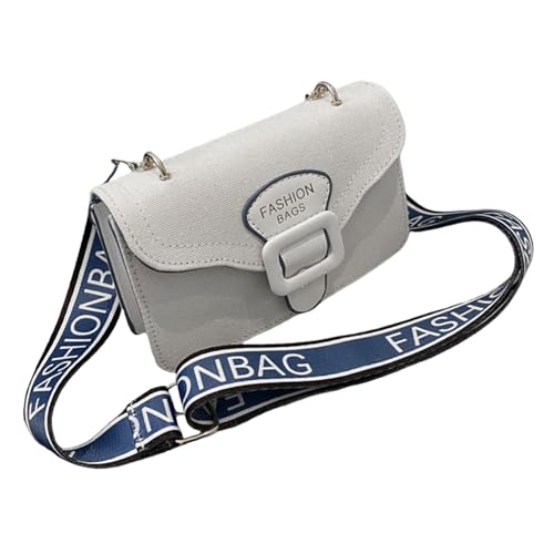 GKYQVE Frauen Kontrastfarben CROSSBODY BAG PU Leder Schulterbrief Handtasche Breite Riemen Messenger Mode Einkaufsfrauen Weitgurt Crossbody PU Leder Schulterbrief Handtasche Für Täglich von GKYQVE