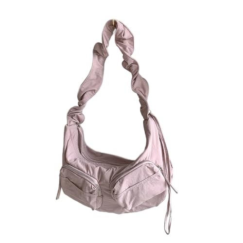GKYQVE Frauen Mode Multi Taschen Nylon Handtasche Faltene Kordelzug Tasche Lässig Reißverschluss Reißverschlüsse Massive Crossbody Geldbörse Große Kapazitätsnahrungsstrings Schulter von GKYQVE