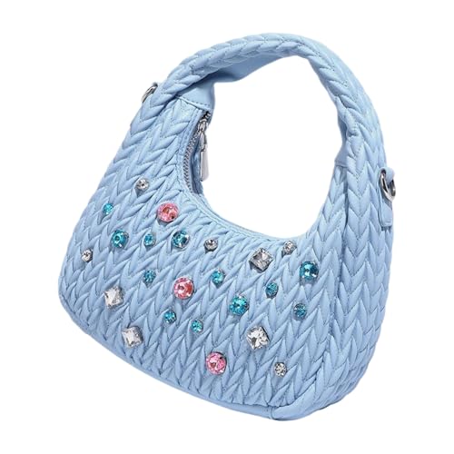 GKYQVE Frauen PU Leder Handtasche Geldbeutel Strasssteine ​​Crossbody Bag Mode Schulter Crescents Einkaufen Sich Für Tägliche Schulter PU Leder Handtasche Crossbody von GKYQVE