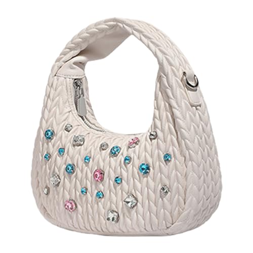 GKYQVE Frauen PU Leder Handtasche Geldbeutel Strasssteine ​​Crossbody Bag Mode Schulter Crescents Einkaufen Sich Für Tägliche Schulter PU Leder Handtasche Crossbody von GKYQVE
