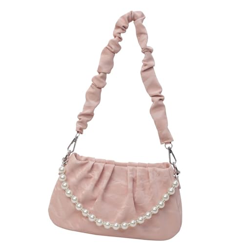GKYQVE Frauen PU Leder Umhängetasche Gerissen Crossbody Modes Messenger Mit Perlenkette Ästhetische Handtasche Für Tägliche Frauen Rumpf Schulter PU Leder Crossbody Messger. von GKYQVE