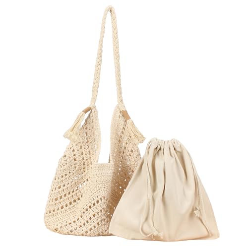 GKYQVE Frauen Strandtasche Mit Innerer Modischer Schulter Trend Handtasche Gestrickt Stroh Alltag Frauen Strand Mode Strohhandtasche Mit Innerer Reise Für Reisen von GKYQVE