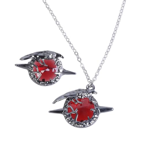 Game Love Paar Schmuck Cosplay Halskette & Brosche Set Crow Anhänger Neckchain Badge Pin Cosplay Corsage Pin Einzigartige Gestaltung von GKYQVE