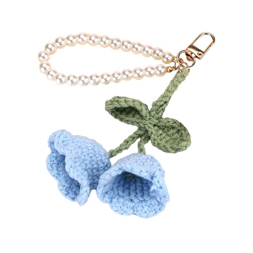 GKYQVE Handgefertigter Blumenhäkelschlüsselkette Mit Perlen Weich von GKYQVE