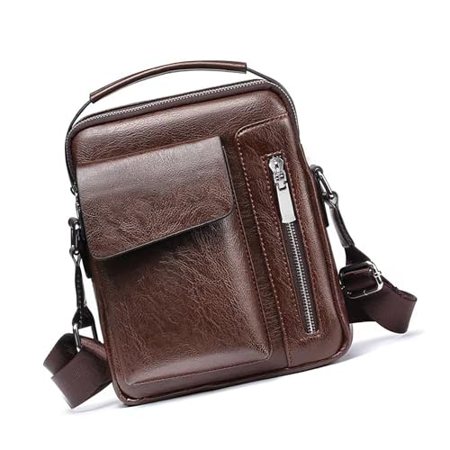 GKYQVE Herren Mehrzweck PU Leder Umhängetasche Crossbody Satchel Handtasche Mit Mehreren Taschen Für Die Arbeit Und Reise Cross Body Umhängetasche von GKYQVE
