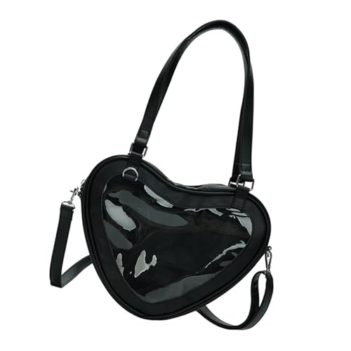 GKYQVE Japanische Schulmädchen Herz Form Itabag Große Kapazität Klarer Fenster Umhängetasche Anime Pin Display Crossbody Handtasche Pin Display Clear Crossbody Tasche von GKYQVE