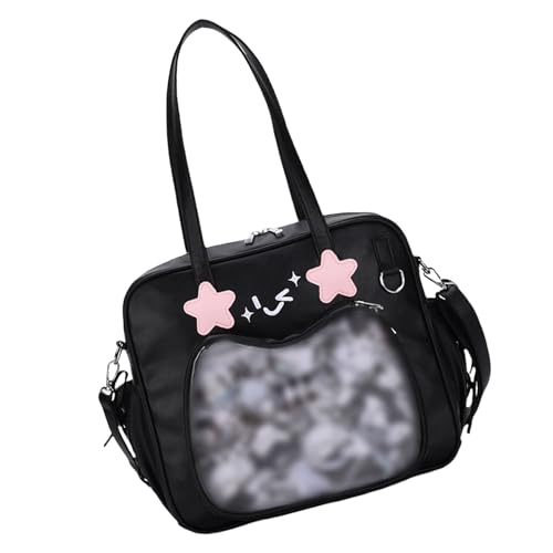 GKYQVE Japanische Schulmädchen Uniform Crossbody Body Student Book Tasche PU Leder Klares Fenster Große Kapazität Schulter Handtasche Frauenschule Handtasche von GKYQVE