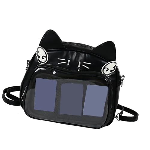 GKYQVE Katzen PU Backpack Japanische Frauen Teen Girls Schultasche Itabag Für Anime Pin Display Taschenkreuzkörper Schulter Ästhetik Crossbody von GKYQVE