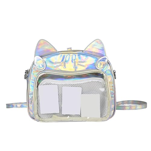 GKYQVE Katzen PU Backpack Japanische Frauen Teen Girls Schultasche Itabag Für Anime Pin Display Taschenkreuzkörper Schulter Ästhetik Crossbody von GKYQVE