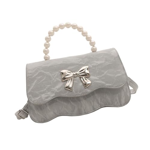 GKYQVE Kleine Geldbörse Vintage Perlen PU Leder Leder Bowknot Umhängetasche Mit Verstellbarem Riemen Crossbody Handtasche Elegante Festkörper Umhängetasche von GKYQVE