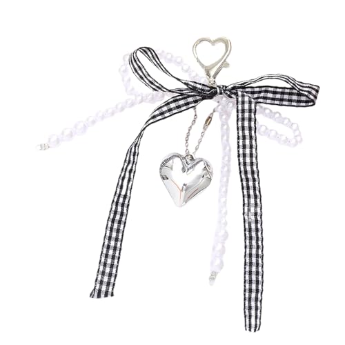 GKYQVE Koreanische Perlen Bögen Keychain Multi Funktionstasche Charme Accessoire Telefon Ornament Herzanhänger Für Frauen Und Mädchen Einzigartiger Charme Für Handtaschen von GKYQVE