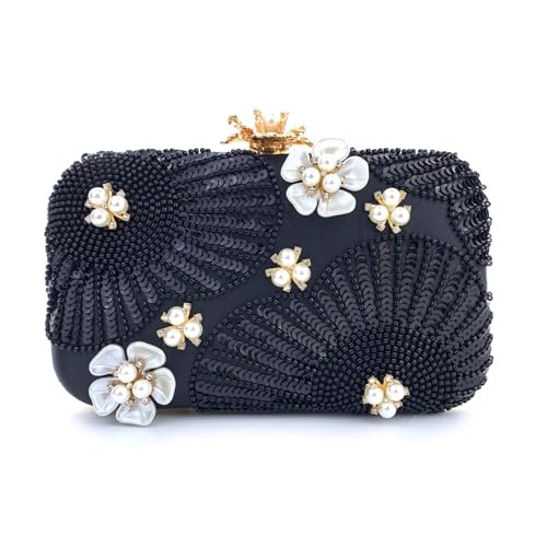 GKYQVE Luxuriöse Handtasche Pailletten Und Perlenabendtasche Für Frauen Schultertasche Mit Kettenriemen Für Braut Und Brautjungfern Brautjungfernzubehör von GKYQVE