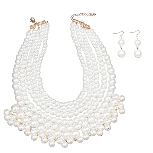 GKYQVE Mehrschichtige Simulierte Perlenkettenkette Halskette Daily Wear Schmuckparty Schmuck Set Für Frauen Perfekte Ergänzung Zu Jedem Outfit Multilayer Perlen Halskette von GKYQVE