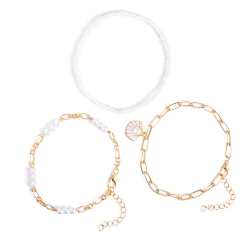 GKYQVE Mehrschichtiger Strand Kochlet Stapel Fußschmuck Mit Seesternschalen Legierungsperlen Und Nachahmungsperlen Kochkettenkette Leichte Sandale Kompatible Fußschmuck von GKYQVE