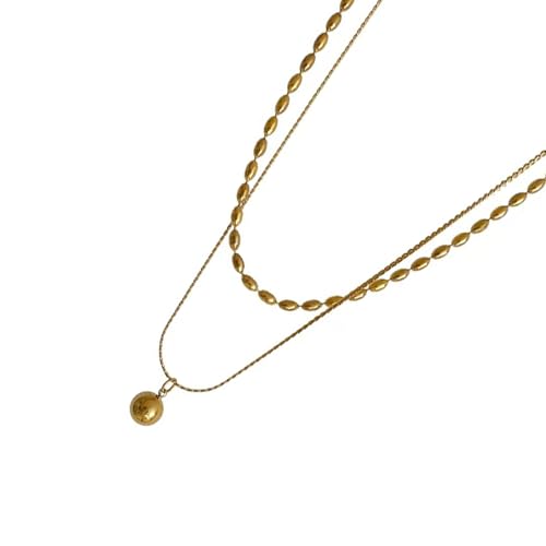 GKYQVE Mehrzweck Doppelschicht Anhänger Halskette Mit Reisperlen Robuste Legierungsmaterialien Praktische Und Komfortable Designs Reisperlen Anhänger von GKYQVE