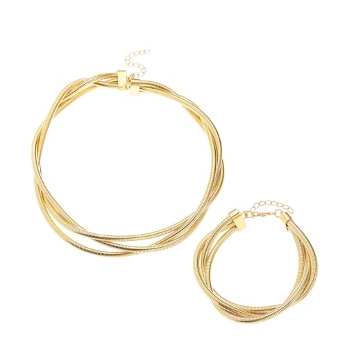 GKYQVE Mode 3 Stränge Wickelkettenschmuck Set Einzigartige 3 Stränge Wickelketten Halskette Und Armband Set In Hip Hop Styles Frauen Modeschmuck von GKYQVE