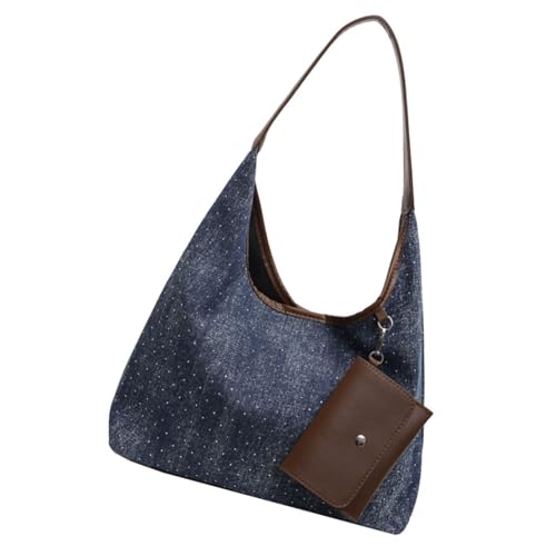 GKYQVE Mode Große Kapazitäts Umhängetasche Für Reisen Und Einkaufsbetreuung Lässiger Unterarm Pendler Studenten Denims Handtasche Pendler Schulter von GKYQVE
