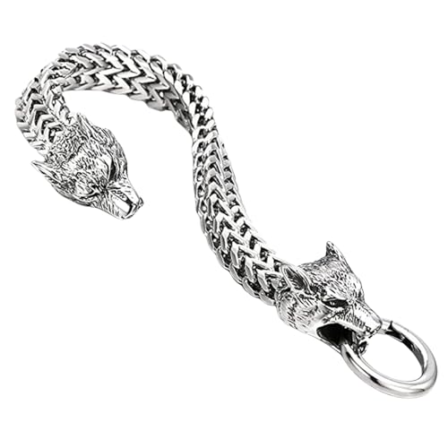 GKYQVE Mode Herrenarmband Mit Wolfkopfdesigns In Edelstahl Geeignet Für Verschiedene Veranstaltungen Und Versammlungen Mode Wolf Designs Armband von GKYQVE