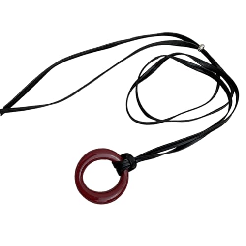 GKYQVE Mode Lederseil Runde Anhänger Halskette Mit Robustem Schmuck Accessoire Für Mode Enthusiasten Modische Halskette von GKYQVE