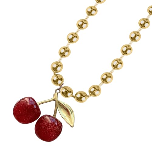 GKYQVE Mode Robuste Acrylliebe Perlenkette Mit Perlen Cherrys Anhänger Schmuckzubehör Für Frauenveranstaltung Cherrys Anhänger von GKYQVE