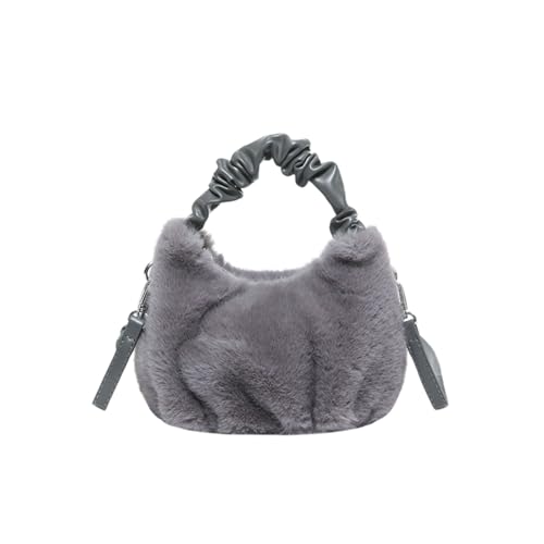 GKYQVE Modische Frauenfalten Umhängetasche Mit Verstellbarem Riemen Weiche Pelzige Plüsch Crossbody Taschen Casual Handtasche Frauen Handtasche von GKYQVE