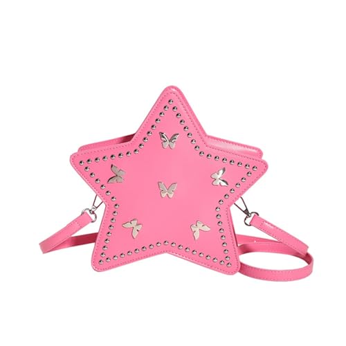 GKYQVE Modische Umhängetasche Mit Schmetterlingsmuster Und Star Designs PU Leder Rucksack Crossbody Taschen Für Mädchen Und Damenketten Gurtbeutel von GKYQVE
