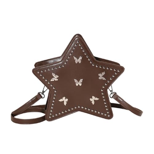 GKYQVE Modische Umhängetasche Mit Schmetterlingsmuster Und Star Designs PU Leder Rucksack Crossbody Taschen Für Mädchen Und Damenketten Gurtbeutel von GKYQVE