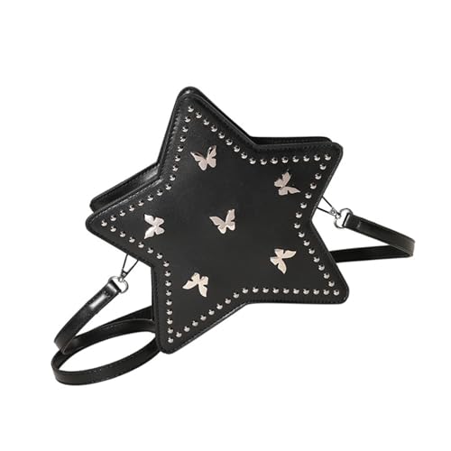 GKYQVE Modische Umhängetasche Mit Schmetterlingsmuster Und Star Designs PU Leder Rucksack Crossbody Taschen Für Mädchen Und Damenketten Gurtbeutel von GKYQVE