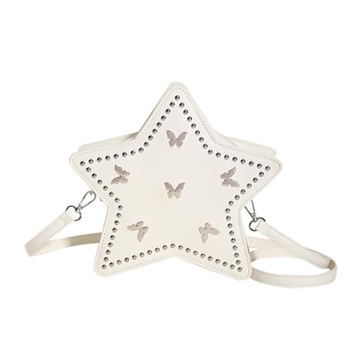 GKYQVE Modische Umhängetasche Mit Schmetterlingsmuster Und Star Designs PU Leder Rucksack Crossbody Taschen Für Mädchen Und Damenketten Gurtbeutel von GKYQVE