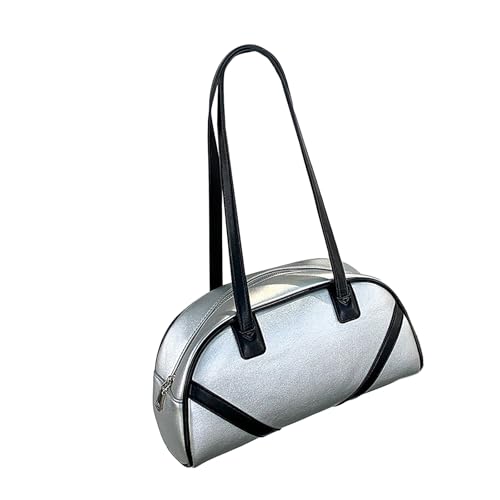 GKYQVE Modische Zweifarbige Patchwork Handtasche Stilvolle Tägliche Carryall PU Leder Farbe Blockierte Umhängetasche Für Trendige Damen PU Leder Farbe Blockierte Tasche von GKYQVE