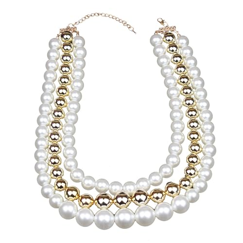 GKYQVE Multilayers Imitation Perlens Halskette Punk Styles Mode Schmuck Accessoire Für Frauen Statement Choker Designs Mehrschichtiger Perlen Halskette von GKYQVE
