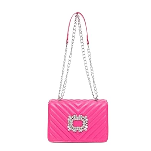 GKYQVE PU Leder Crossbody Geldbörse Mit Quiltmuster Strassstichen Verstellbarer Kettengurt Umhängetasche Abend Für Verstellbare Frauengurt von GKYQVE