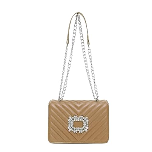 GKYQVE PU Leder Crossbody Geldbörse Mit Quiltmuster Strassstichen Verstellbarer Kettengurt Umhängetasche Abend Für Verstellbare Frauengurt von GKYQVE