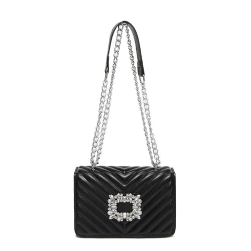 GKYQVE PU Leder Crossbody Geldbörse Mit Quiltmuster Strassstichen Verstellbarer Kettengurt Umhängetasche Abend Für Verstellbare Frauengurt von GKYQVE