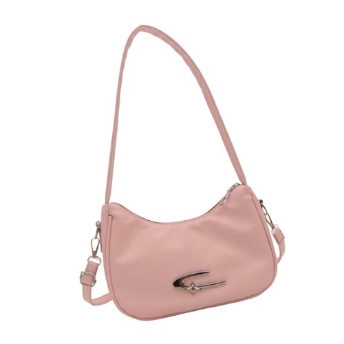 GKYQVE PU Leder Feste Farbe Schulter Crossbody Tasche Ästhetische Mondform Unterarm Handtasche Kleine Reißverschlüsse Achselbind von GKYQVE