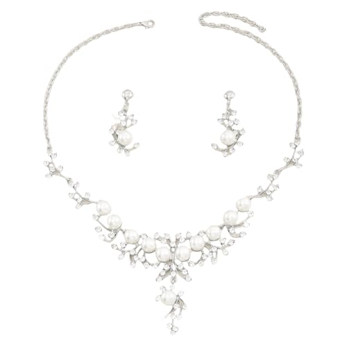 GKYQVE Raffinierte Hochzeit Schmuck Set Klarer Strasssteine ​​Anhänger Halskette Drop Ohrringe Party Set Für Hochzeitsfeier Mode von GKYQVE